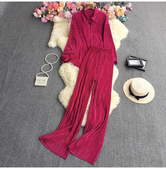 Socialite Temperament Leisure High Waist Drape Pleated Wide-leg Trousers