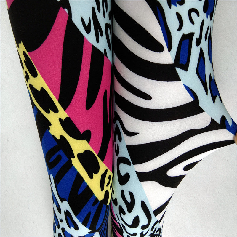 European And American Color Neon Leopard Print Women's Leggings