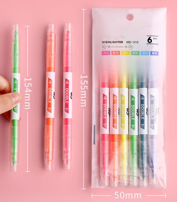 Double-Headed Marker Pen 6 Color Set Highlighter Pen