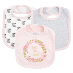 Baby bib with 3 baby drool towels