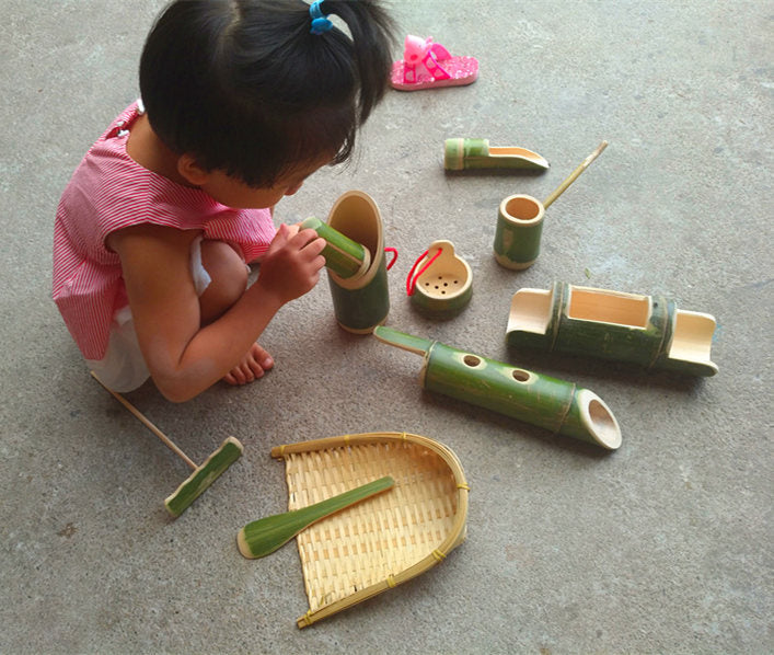 Bamboo tube toys, bamboo products, children''s sand water toys set 10 sets of sand water toys, play with sand and play with water toys