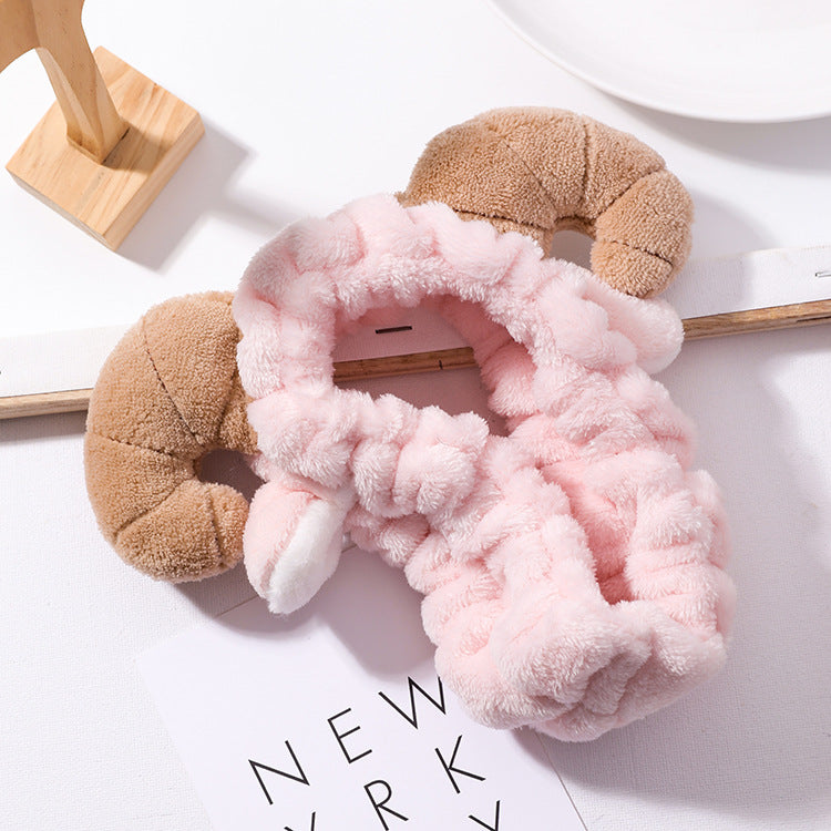 Soft  Horns Hair Band Cute Female Face Makeup Cleansing Hair Accessories Plush Headband