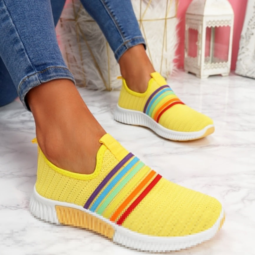 Flying netted rainbow sneakers