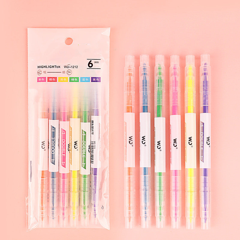 Double-Headed Marker Pen 6 Color Set Highlighter Pen