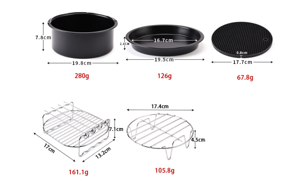 Air Fryer Accessories 7In Inch 5 9 12 Piece Set