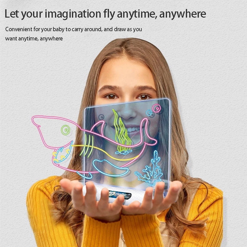 3D Magic Drawing Board LED VR Montessori Educational Toys DIY Children Graffiti Painting Lcd Writing Tablet Coloring Blackboard