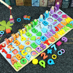 3D Preschool Children Educational Toys Wooden Montessori Arithmetic Magnetic Matching Building Block Toys