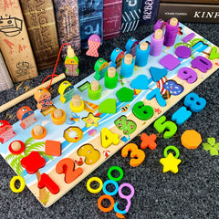 3D Preschool Children Educational Toys Wooden Montessori Arithmetic Magnetic Matching Building Block Toys