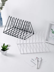 Desktop Wrought Iron Triangle Book Stand Creative Ins Wind Bookshelf Student Desk Bookend Table Book Stand Shelf Book Clip Book Rest