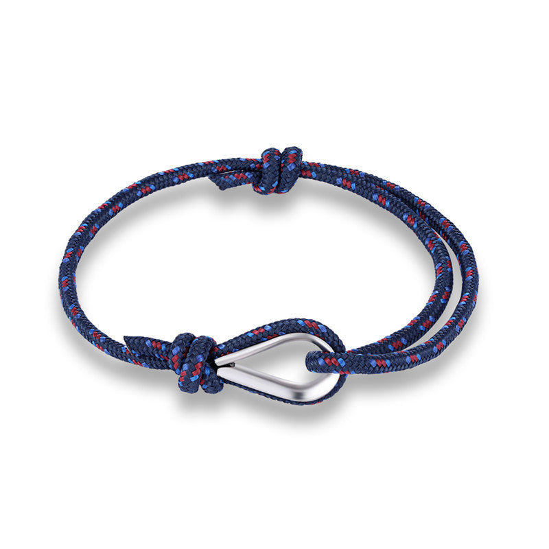 European And American Fashion Nautical Navy Jewelry Anchor Fish Hook Retro Unisex Braided Bracelet Anchor Bracelet