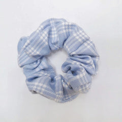 Blue And White Plaid Hair Band Ring Head Rope Rubber Band Hair Ring