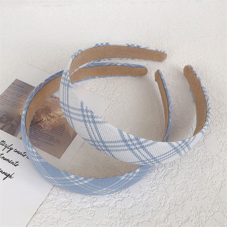 Blue And White Plaid Hair Band Ring Head Rope Rubber Band Hair Ring