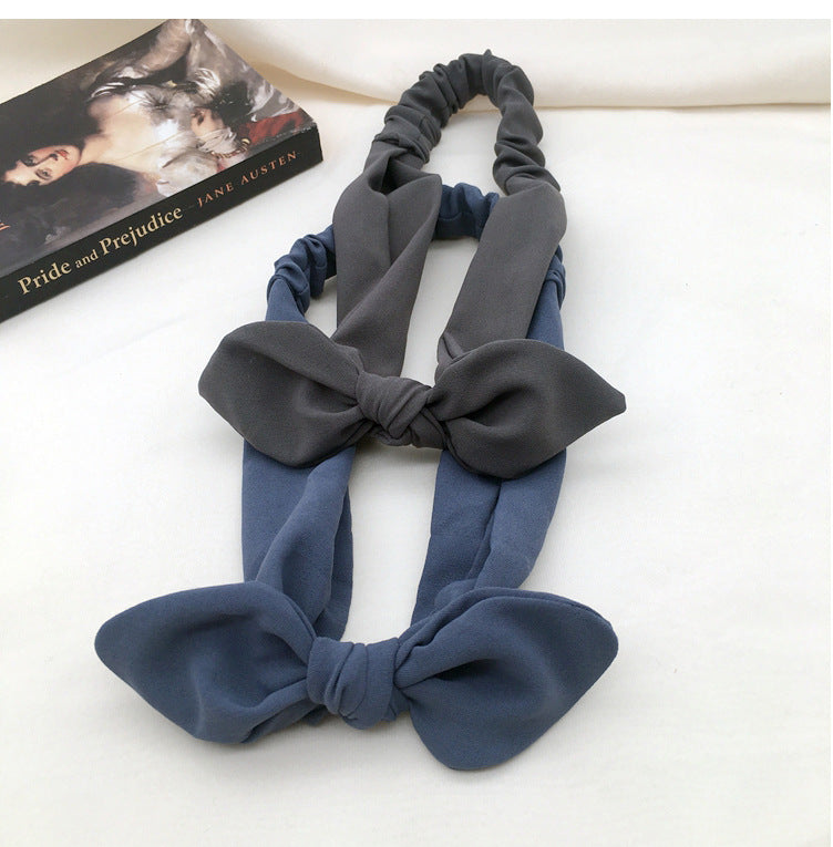 Knotted Rabbit Ears Hair Band Headband Three-state Jewelry Female Denim Elastic Tie Hair Hoop Headwear