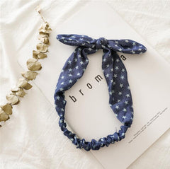 Knotted Rabbit Ears Hair Band Headband Three-state Jewelry Female Denim Elastic Tie Hair Hoop Headwear