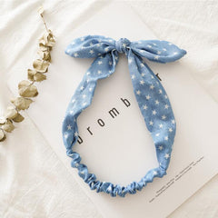 Knotted Rabbit Ears Hair Band Headband Three-state Jewelry Female Denim Elastic Tie Hair Hoop Headwear