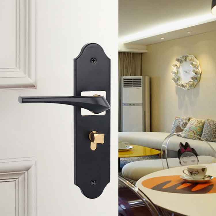 Indoor Universal Black Split Lock Bedroom Magnetic Mute Door Lock Solid Wood Door Lock Household Room Door Handle Lock