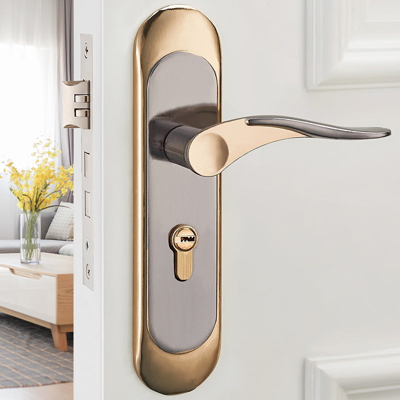 Household Indoor Security Door Handle Lock Set With Keys Electroplating Aluminum Alloy Mute Bearing Door Lock