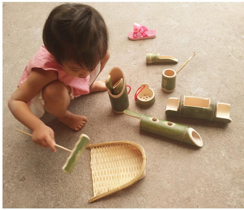 Bamboo tube toys, bamboo products, children''s sand water toys set 10 sets of sand water toys, play with sand and play with water toys