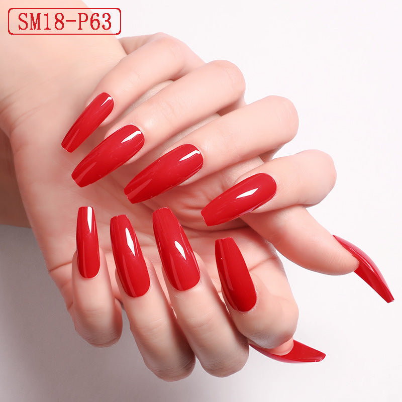 Long Ballet Fake Nail Solid Color Coffin Nail