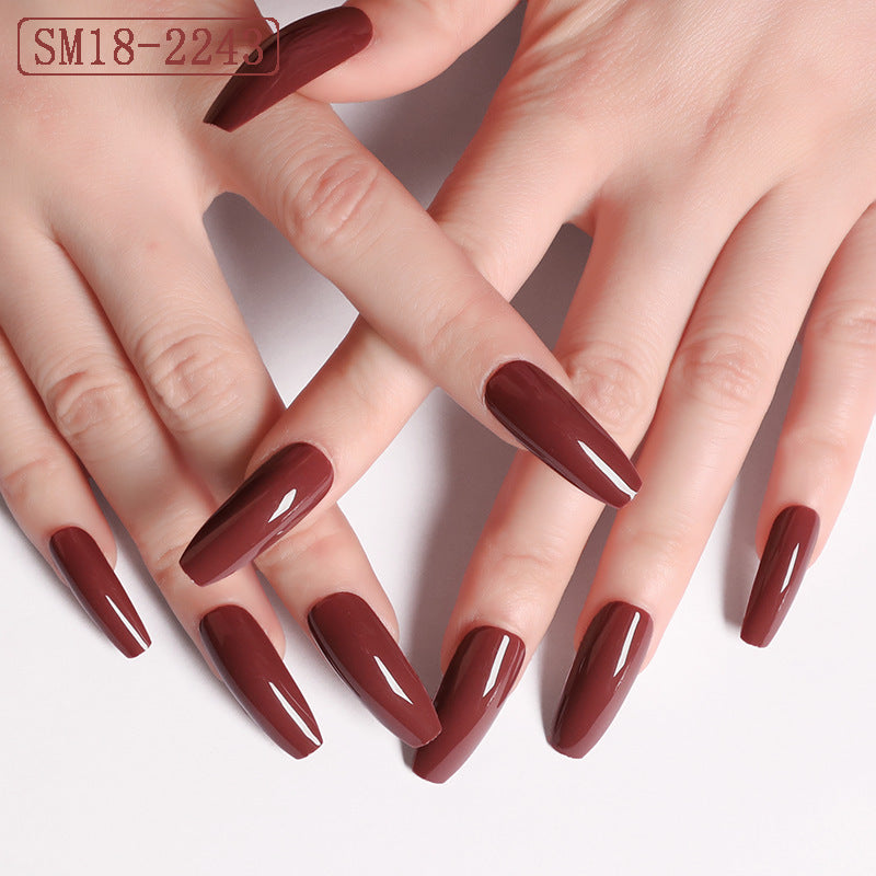 Long Ballet Fake Nail Solid Color Coffin Nail