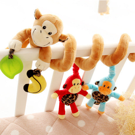 Baby Toys for Children 0-12 Months Plush Rattle Crib Spiral Hanging Mobile Infant Newborn Stroller Bed Animal Gift Happy Monkey