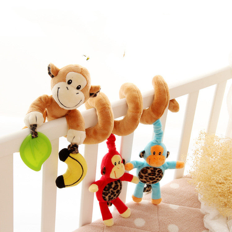 Baby Toys for Children 0-12 Months Plush Rattle Crib Spiral Hanging Mobile Infant Newborn Stroller Bed Animal Gift Happy Monkey