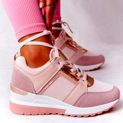 Sneakers Platform Wedge Heel Casual Shoes Lace-up Mesh Sneakers