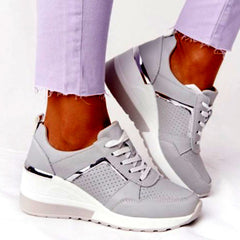 Sneakers Platform Wedge Heel Casual Shoes Lace-up Mesh Sneakers