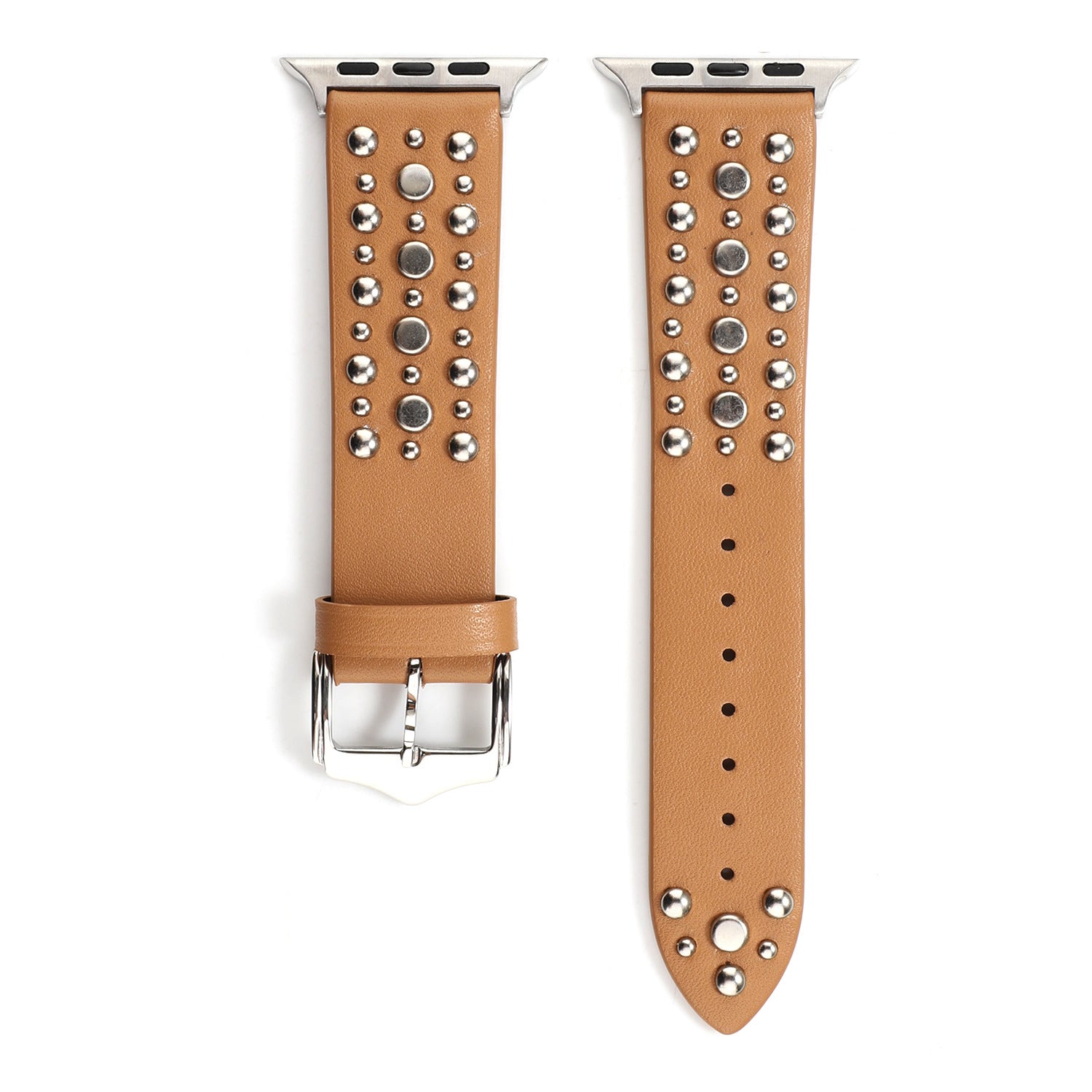 Compatible with Apple, Strap Silver Nails, Gold Nails, Rose Gold Nails Iwatch54321 Rivet Leather Strap