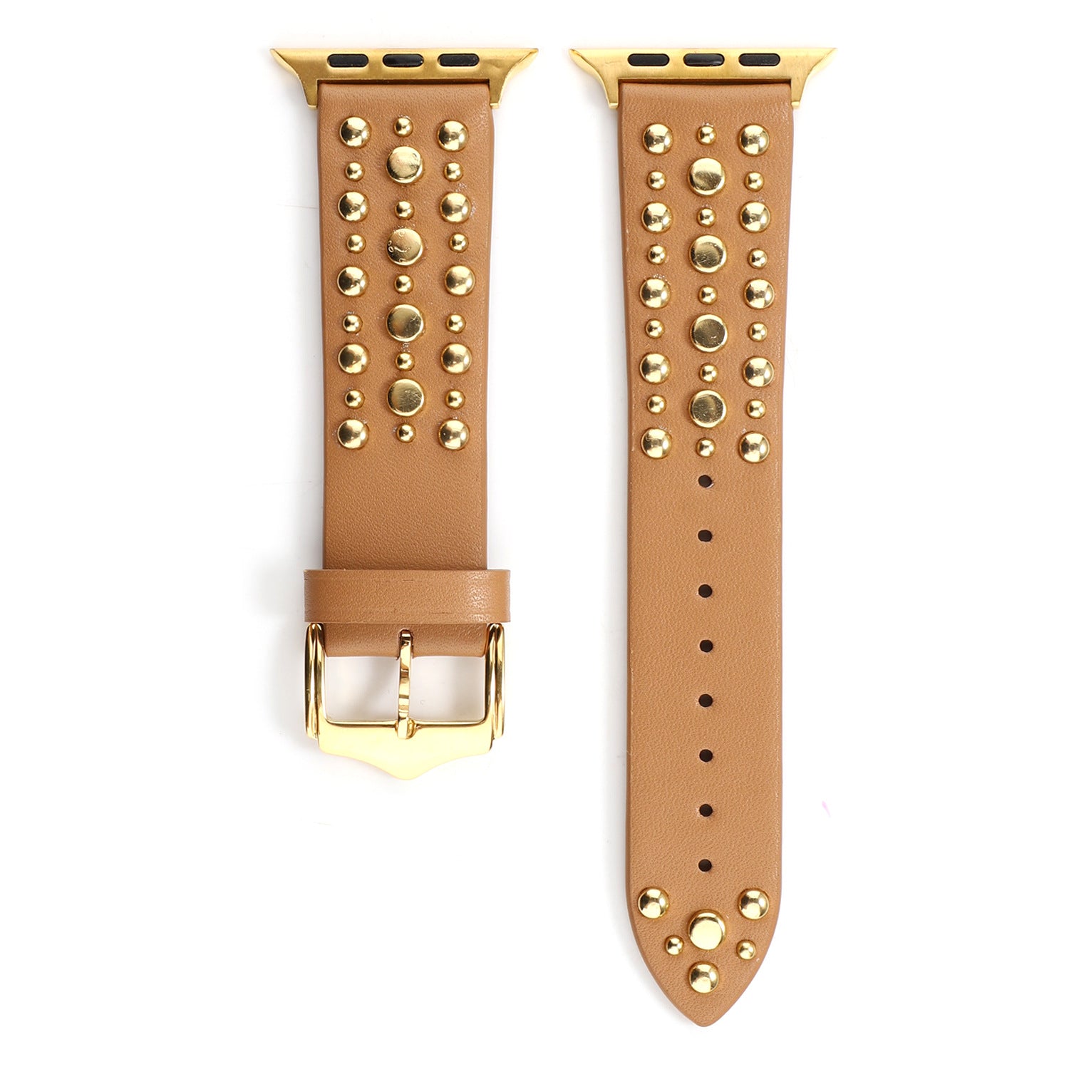 Compatible with Apple, Strap Silver Nails, Gold Nails, Rose Gold Nails Iwatch54321 Rivet Leather Strap