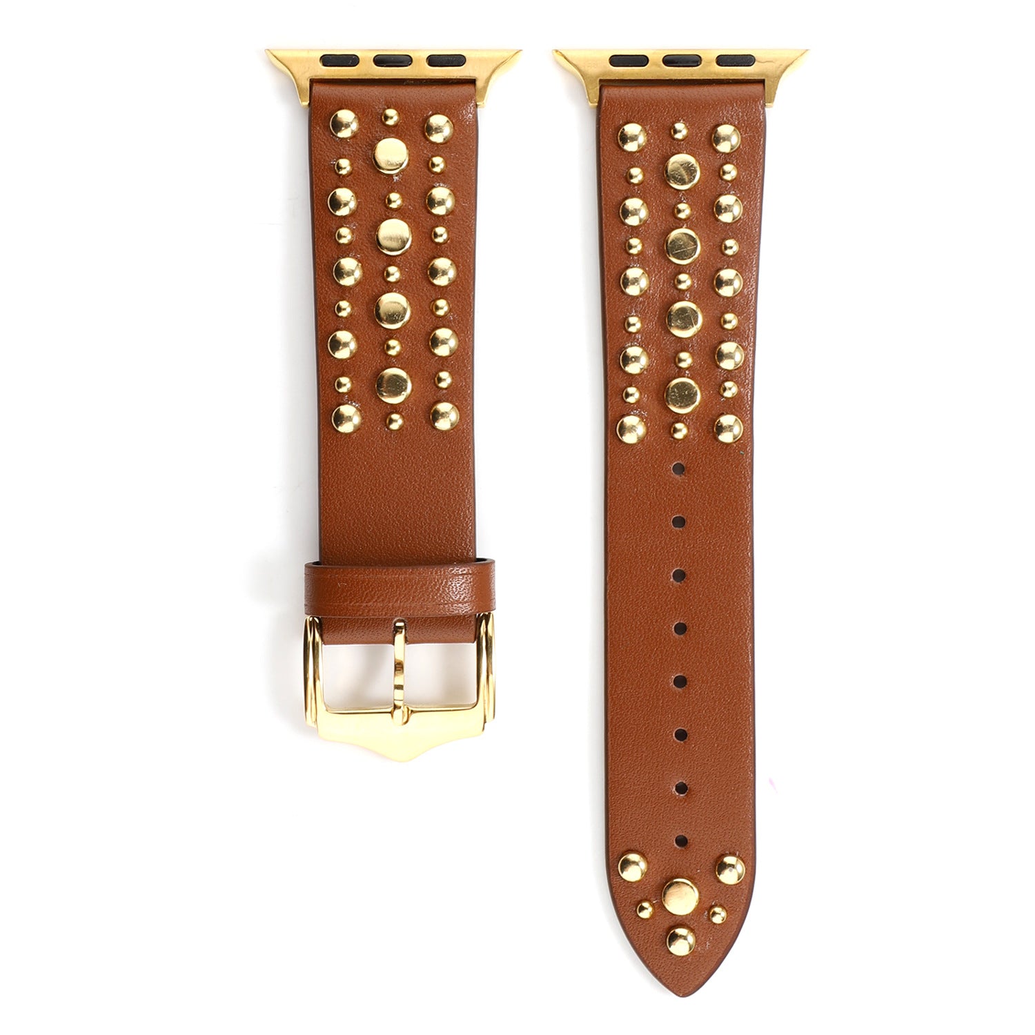 Compatible with Apple, Strap Silver Nails, Gold Nails, Rose Gold Nails Iwatch54321 Rivet Leather Strap