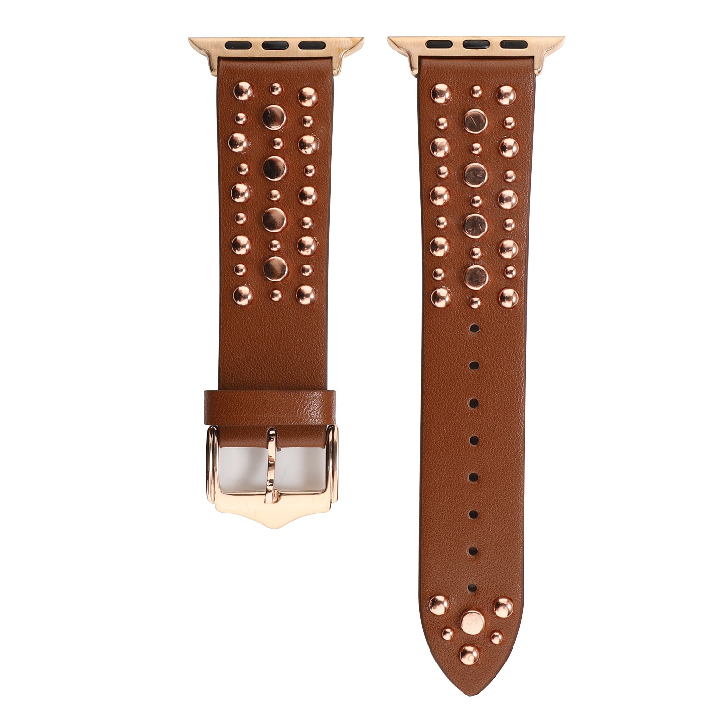 Compatible with Apple, Strap Silver Nails, Gold Nails, Rose Gold Nails Iwatch54321 Rivet Leather Strap