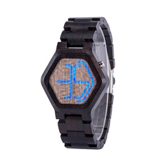 LED Display Wooden Watch Men Wristwatches Wood Night Vision