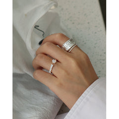 Light Luxury Artificial Texture Ring Female Silver