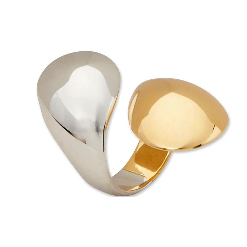 Light Luxury Two-tone Jewelry Birthday Gift Ring Leaf Ring