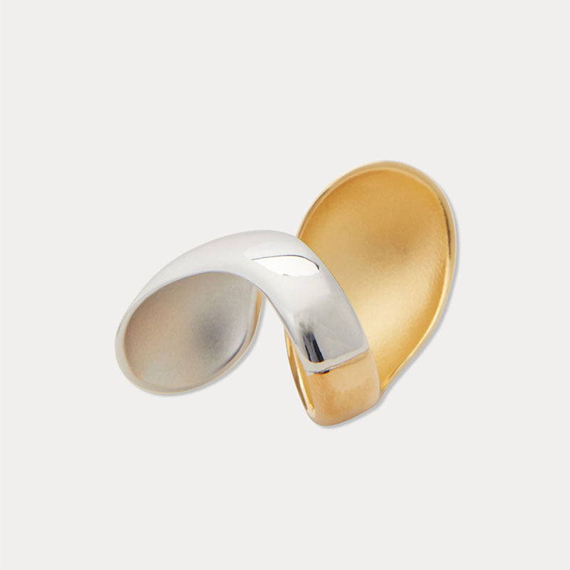 Light Luxury Two-tone Jewelry Birthday Gift Ring Leaf Ring