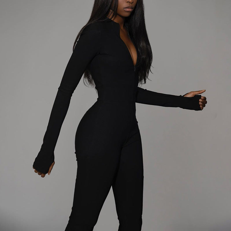 High-waisted zipper jumpsuit