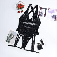 Women's Striped Mesh Panel Shaper Bodysuit