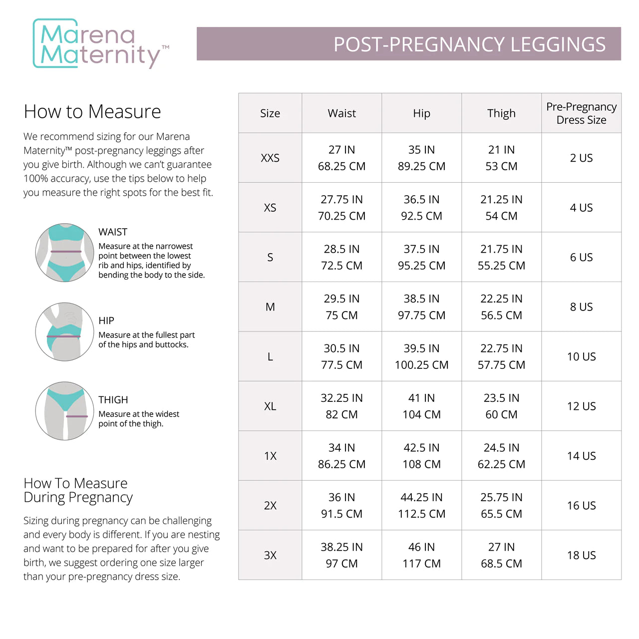 MARENA MATERNITY™ POST-PREGNANCY COMPRESSION LEGGINGS | STYLE NO. MM-PPCL