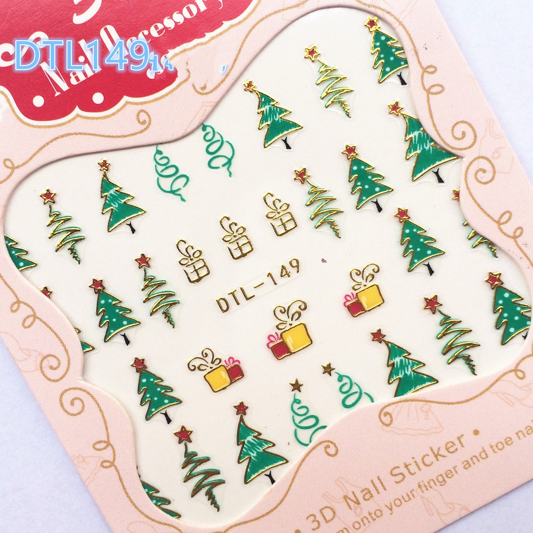 3D Christmas nail decals