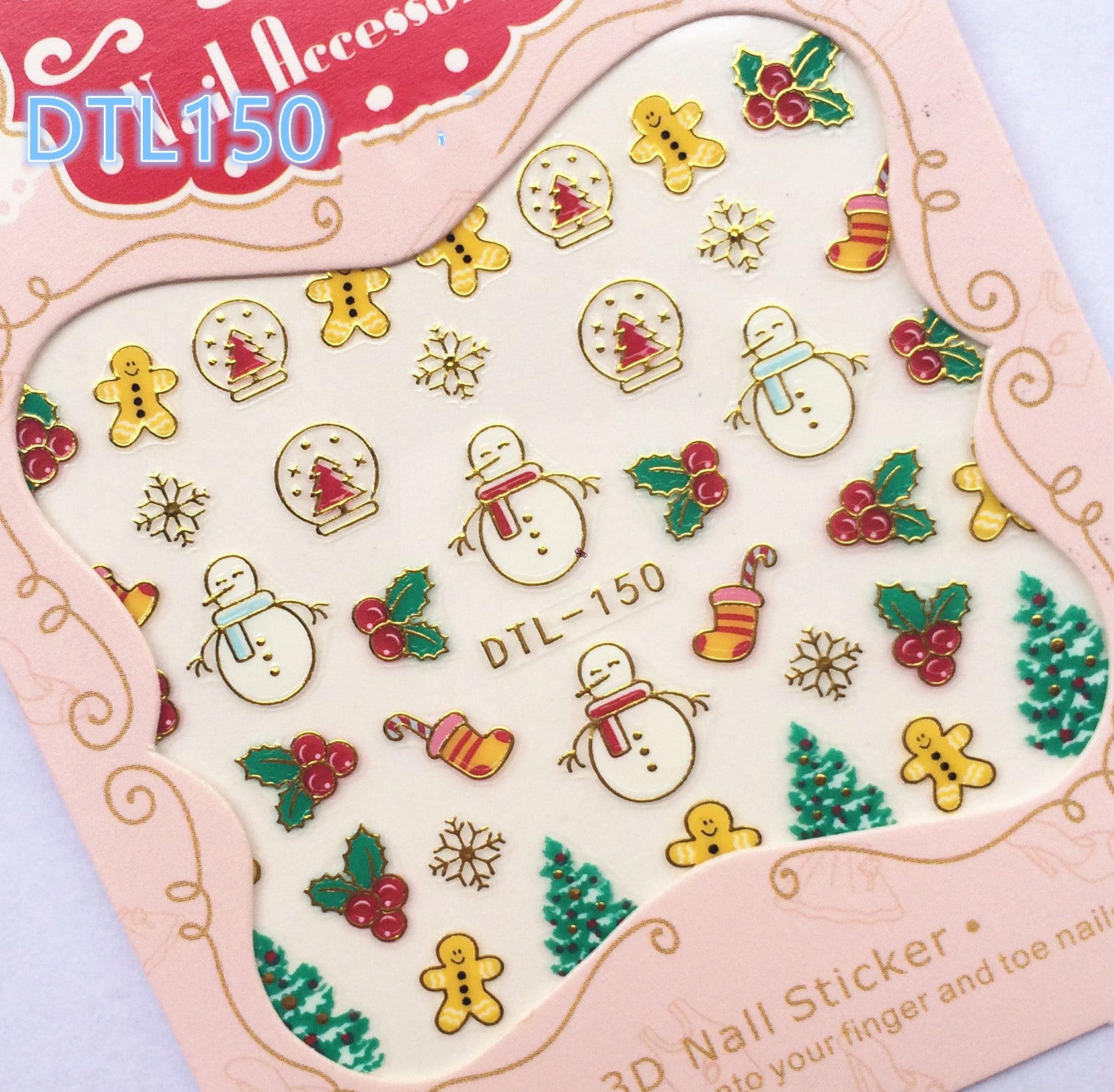 3D Christmas nail decals