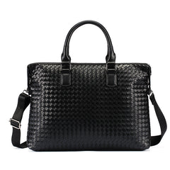 Men's Bag Leather Large Briefcase Hand Woven Luxury Handbags Business Tote Bags For Men High Quality Laptop Handbags