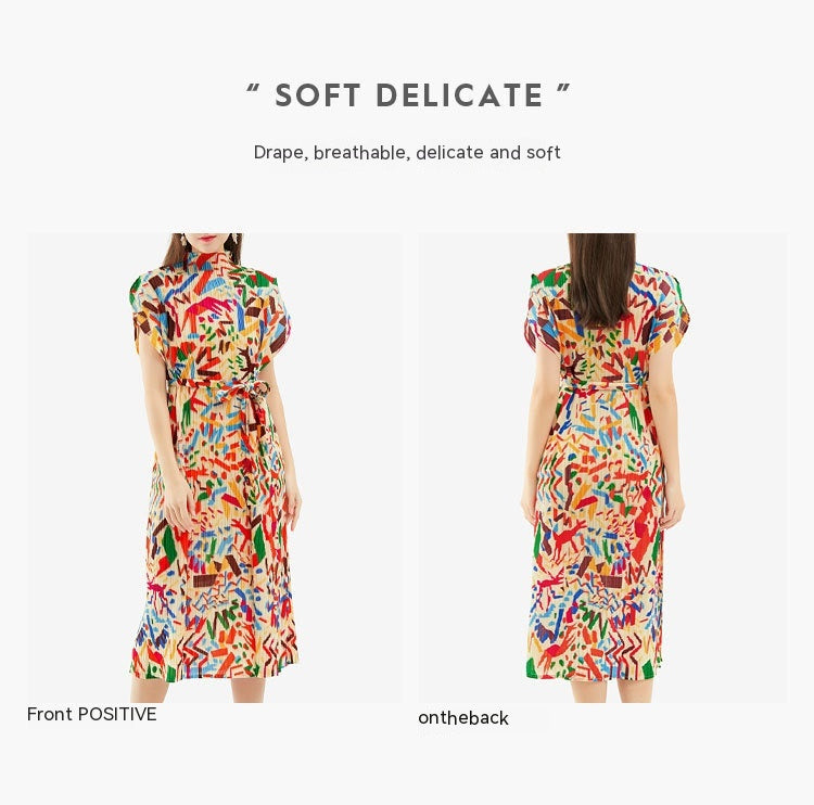 Women's Summer Graffiti Slim-fit Printed Mid-length Dress