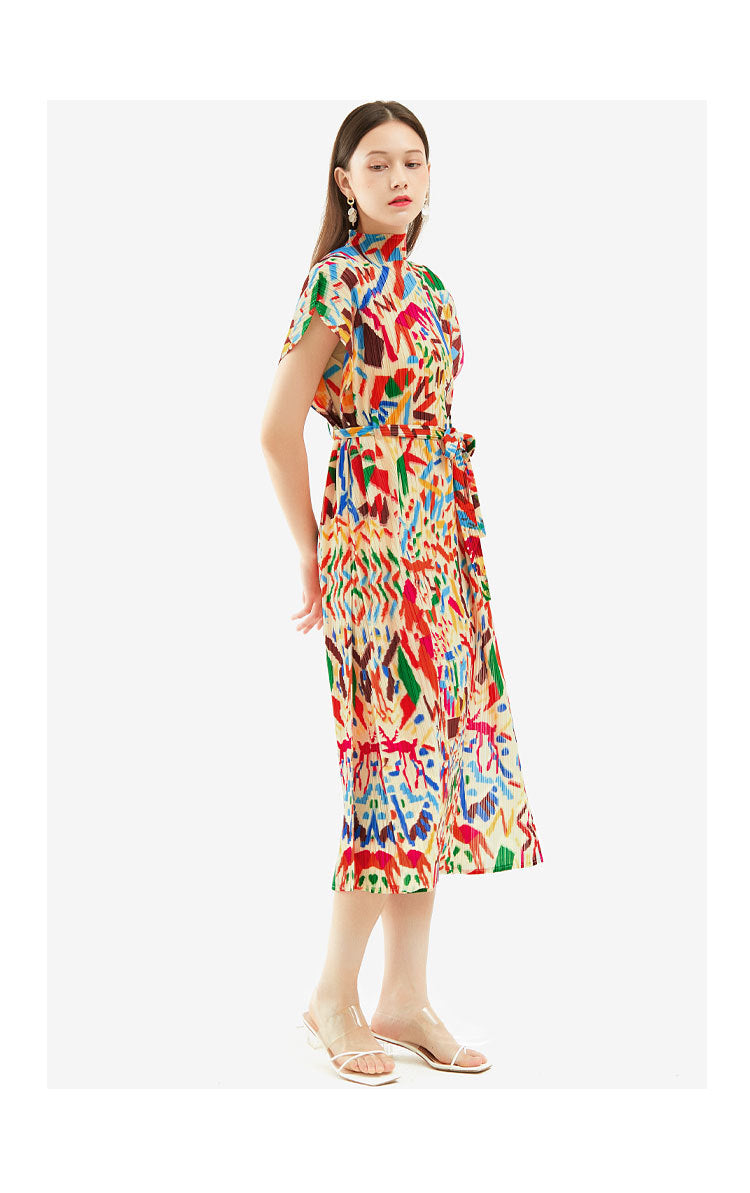 Women's Summer Graffiti Slim-fit Printed Mid-length Dress