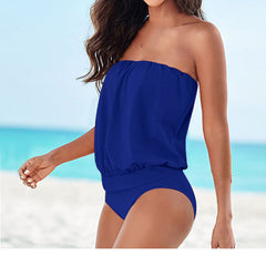 Solid Color Multi-code Tube Top Strapless Shoulders Sexy One-piece Swimsuit Beach Triangle Swimsuit