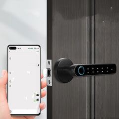 Glass Room Door Indoor Wooden Door Fingerprint Lock Bluetooth Lock