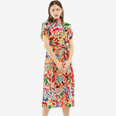 Women's Summer Graffiti Slim-fit Printed Mid-length Dress