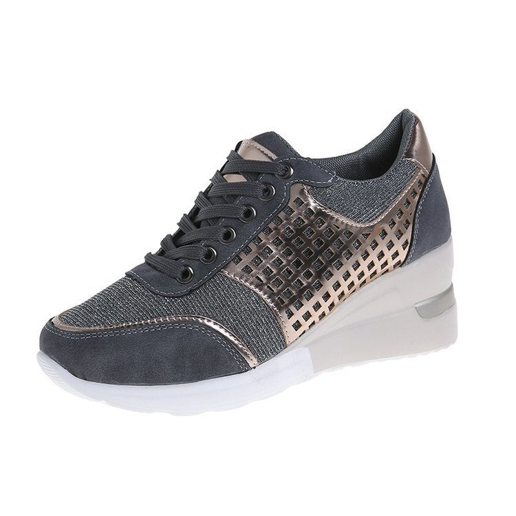 Sequined cutout heightened sneakers