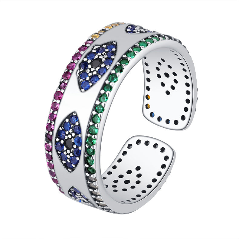 Light Luxury Ring With Colorful Diamonds, Female Advanced Food Ring