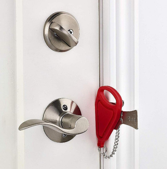 Portable safety door lock temporary door stop